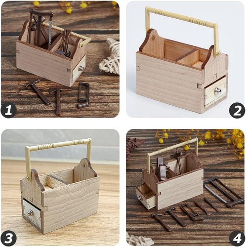 2 Sets 1:12 Miniature Toolbox Repair Tools Kit Dollhouse Accessories Decor Alloy - Imagen 13 de 28