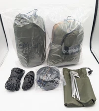 Sunyear Double Camping Hammock w/ Net & Tarp 118x78" 600 lb Capacity - Green