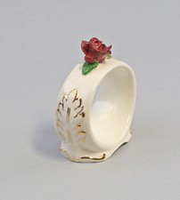 9959315 Porcelaine Ens Rond de Serviette Handmodell. Rose Carmin or 6x2, 5x6cm