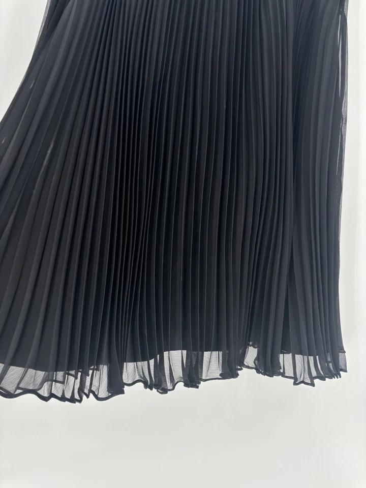 Falda Victor Costa Vintage Mujer 8 Negra Plisada Forrada Hasta la Rodilla Gasa Foto 2 de 4