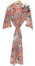 Indian New Cotton Kimono Bohemian Bathrobe Peach Monkey Print Bathrobe For Beach