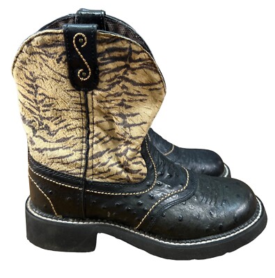 Justin Gypsy Zebra Print Ostrich Leather Cowgirl Boots L9806