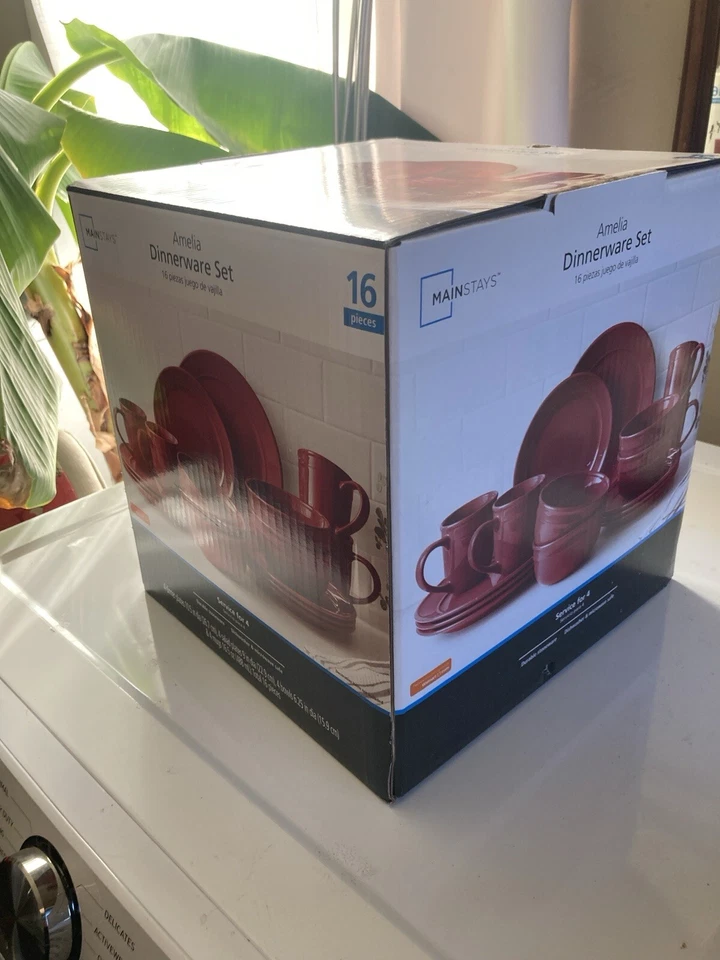 Набор столовой посуды Mainstays Chiara Red Stoneware, 16 предметов - Изображение 2 из 4