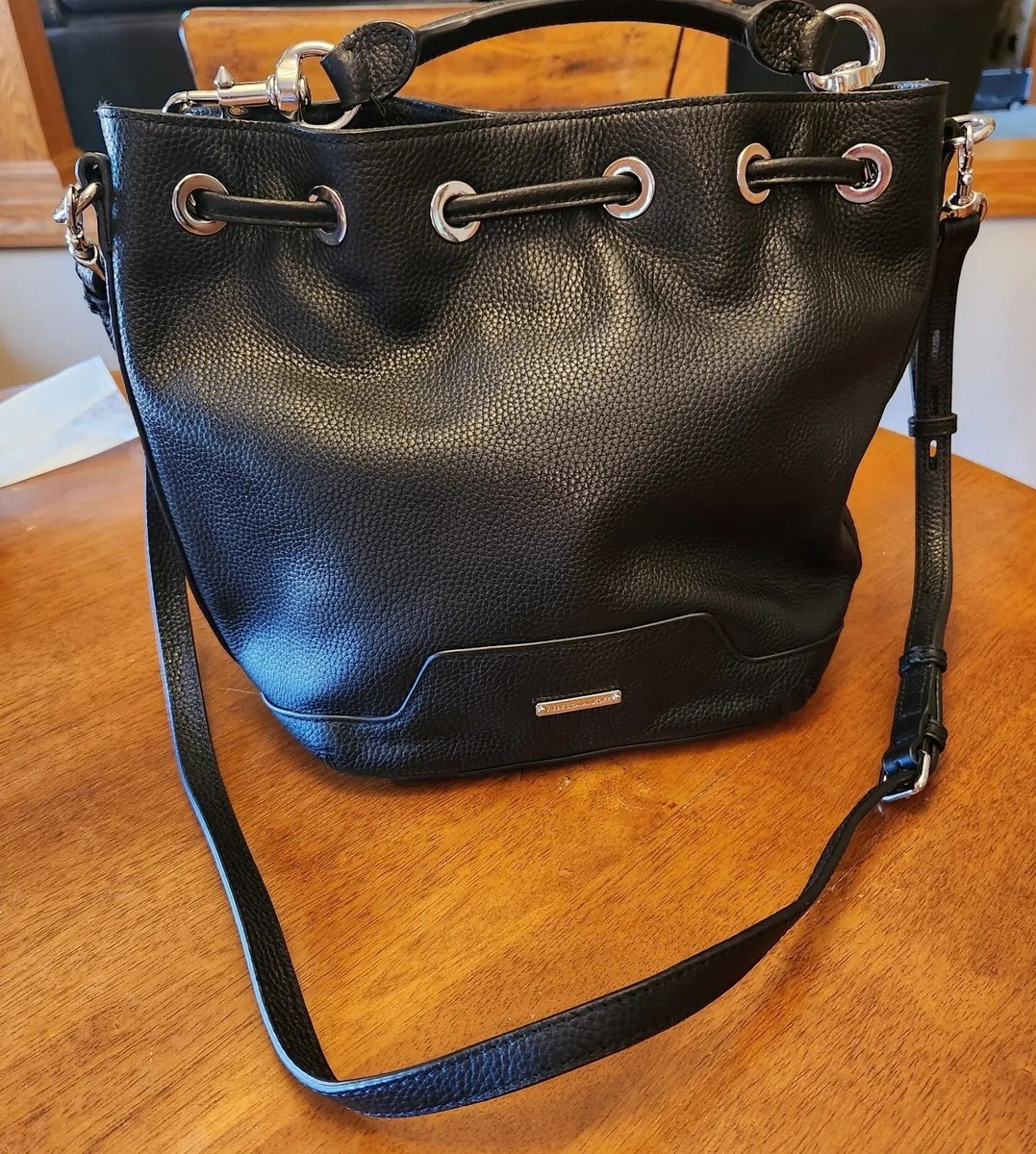 Rebecca Minkoff black Pebbled Leather Bucket Crossbody With