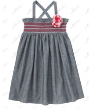 Gymboree Girls sz 6 "Parisian Afternoon" Chambray Smocked Flower Dress NWT