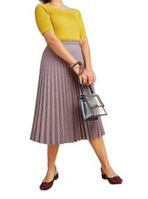 NEW Anthropologie Maeve Skirt Pleated Midi Plaid Vtg Print Womens Size 12 P