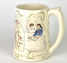 Old Ceramics Mug La Vita Of Conte Alessandro Lorento Hand Painted Signed R884