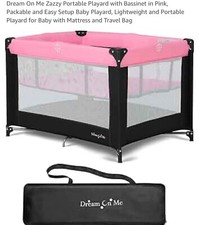 Portable Playard with Bassinet, Dream On Me Zazzy- New, Pink