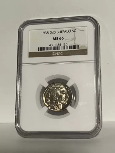 NICE! 1938 D/D Buffalo 5c Coin NGC MS66