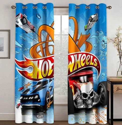 Kids Boys 3D Hot Wheels Bedroom Drapes Cartoon Blackout Curtains Ring Top Eyelet - Picture 15 of 20