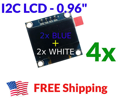 4pcs 2 WHITE 2 BLUE 0.96'' OLED LCD Display I2C IIC 128x64 Arduino Screen SSD1306