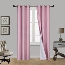 SOLID GROMMET PANEL WINDOW CURTAIN ROOM DARKENING FOAM LINED BLACKOUT 1PC PINK