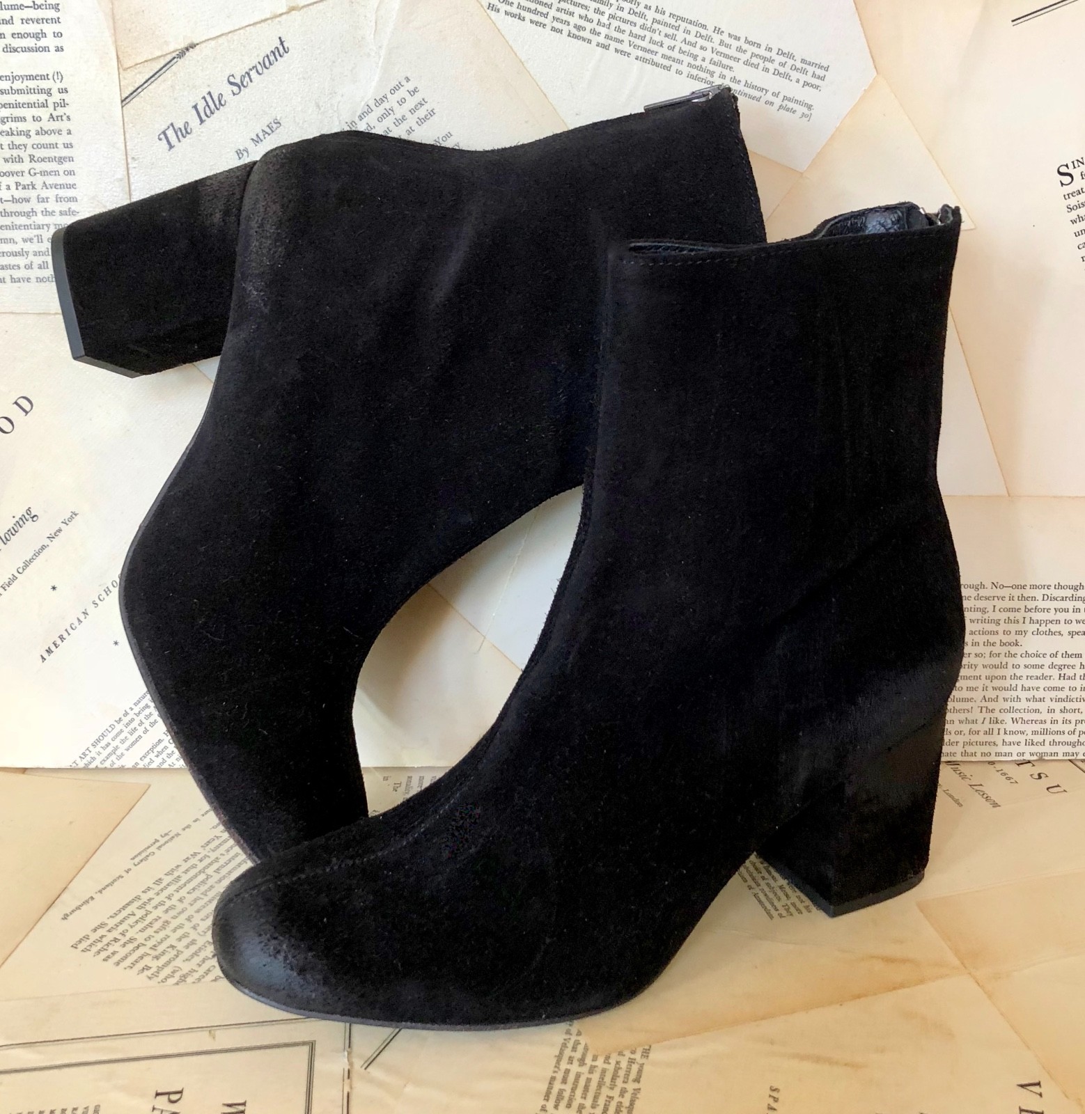 Ботинки Free People Cecile из замши с потертым задником на молнии и блочном каблуке, НОВИНКА 41/11