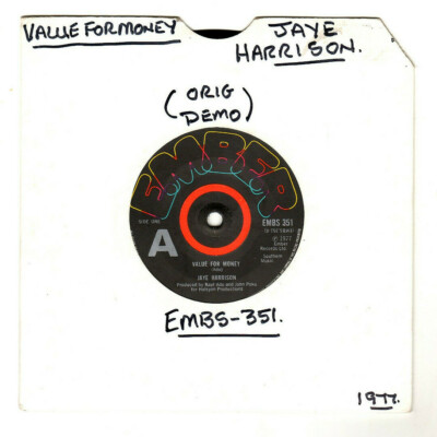 JAYE HARRISON - VALUE FOR MONEY  / SAME (INSTR).UK ORIG DEMO SOUL/FUNK 7''.N/MINT