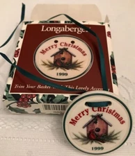 Longaberger 1999 MERRY CHRISTMAS TIE-ON - NIB - IN ORIGINAL BOX - NEW