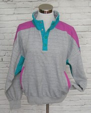 Vtg Marker Ribbed Pullover Jacket Nylon Shoulder Arm Patches Medium 80s 90s #38