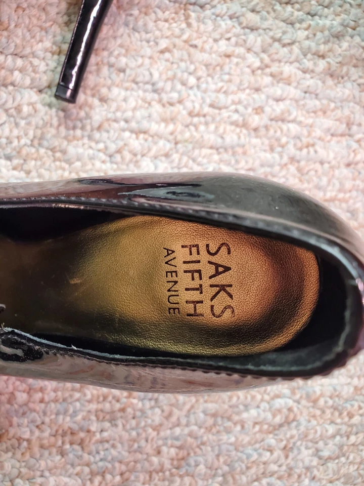 Botín Saks Fifth Ave charol cremallera lateral plataforma 10M ¡DEFECTO! VER FOTOS Foto 3 de 4