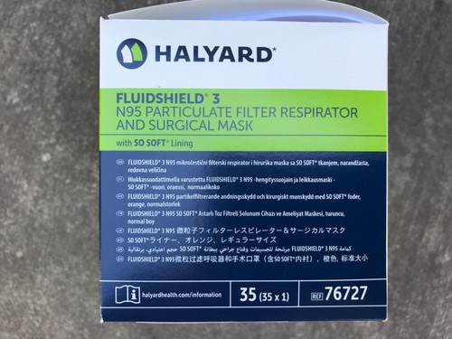 Confezione 35 Respiratori Chirurgici FLUIDSHIELD N95, Maschera ASTM Livello 3 Taglia Regolare - Foto 6 di 8