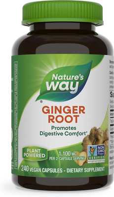 Nature's Way Ginger Root 1100mg, Digestive Herbal Supplement, 240 Vegan Capsules