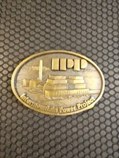 PP Intermountain Power Project Belt Buckle Bechtel Construction Vtg '87 Brass