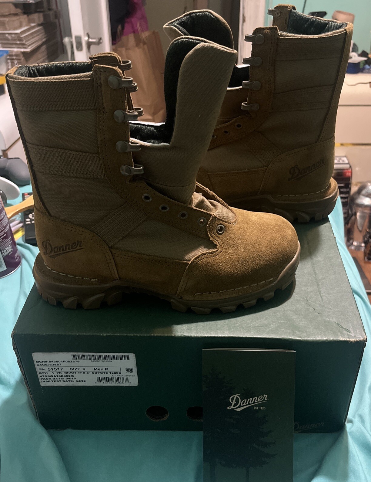 DANNER RIVOT TF” COYOTE 1200g Mens Sz 6r Soft Toe