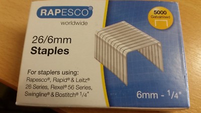 Rapesco 26/6 Heftklammern, Karton 5.000, verzinkt. Nr. 56 Heftklammern