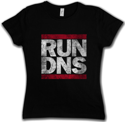 RUN DNS WOMEN T-SHIRT Domain Name System Run Fun DMC Server Gamer Admin PC IP