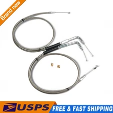 42" Stainless Steel Throttle and Idle Cable Set for Harley Davidson