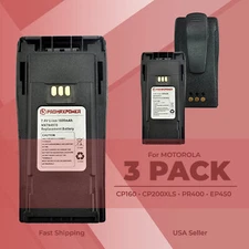 3x Flat Back Li-Ion Battery for Motorola Radios NNTN4970 4851, CP200 EP450 PR400