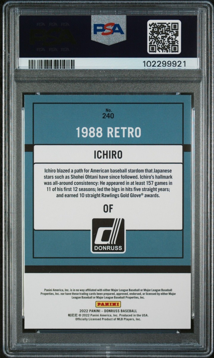 2022 Donruss 1988 Holo Purple #240 Ichiro Suzuki PSA 10 GEM