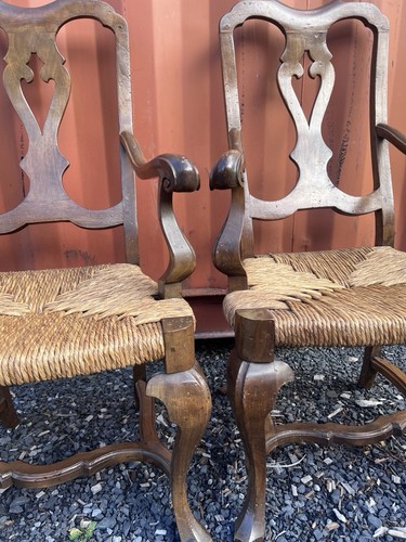 Pair of 19th century French country style walnut armchairs with rush seats - Picture 19 of 19