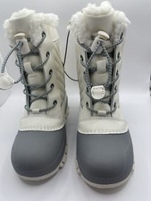 All In Motion Skylar Lace-Up Thermolite Faux Fur Winter Boots Cream Girls SZ 13