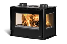 Inserto camino caminetto legna NORDICA 70 Crystal 3 lati 9,7 kW vista panoramica