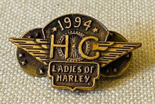 Vintage 1994 HC Ladies of Harley Davison Wings Lapel Pinback Pin 1 1/4"