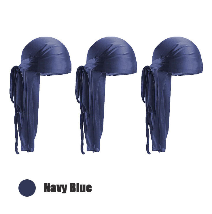 Navy Blue Silky Du Rag