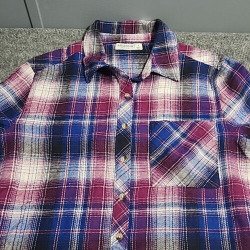 Arizona Jean Co Shirt Womens Small Pink Plaid Button Front Long Sleeve