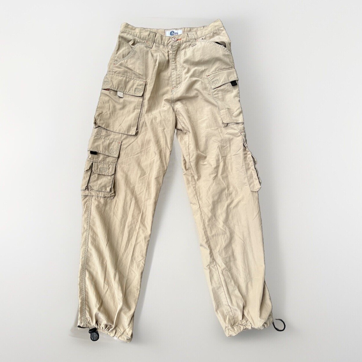 VINTAGE Parachute Pants Mens 32x32 Khaki Baggy Rave y2k Arizona