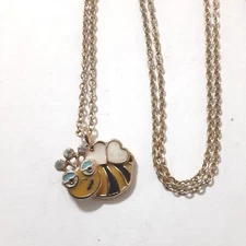 Bumble Bee Enamel and Rhinestone 18in Necklace, Gold Tone, Queen Bee