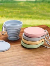 Collapsible Silicone Travel Cup Foldable Camping Mug w/ Lid Portable Pocket Drin