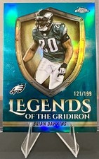 2025-26 Brian Dawkins Topps Chrome Aqua Legends of The Gridiron Eagles 121/199