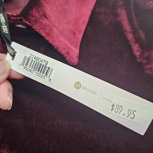 Coco & Carmen NWT Wine Crushed Velour Button Down Size L/XL Whimsigoth - Picture 4 of 4