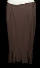 Vintage Nice Wear Brown Midi Skirt With Subtle Ruffle Edge