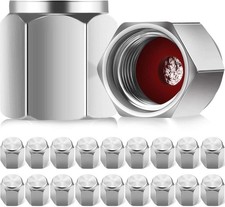 20 Pieces Tire Valve Caps Aluminum Valve Stem Caps in Hexagon Shape with Rubber