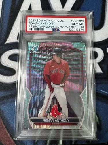 2023 Bowman Chrome prospects Roman Anthony Aqua Pink Vapor Refractor /125 PSA 10