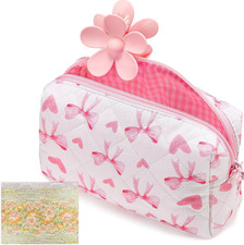 Cotton Quilted Makeup Bag Valentine Bridesmaid Gifts Small Cute Cosmetic Bag for