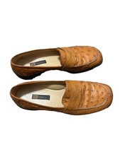 Giorgio's Palm Beach Mens 8.5 Genuine Ostrich Loafers Cognac Italy 50085