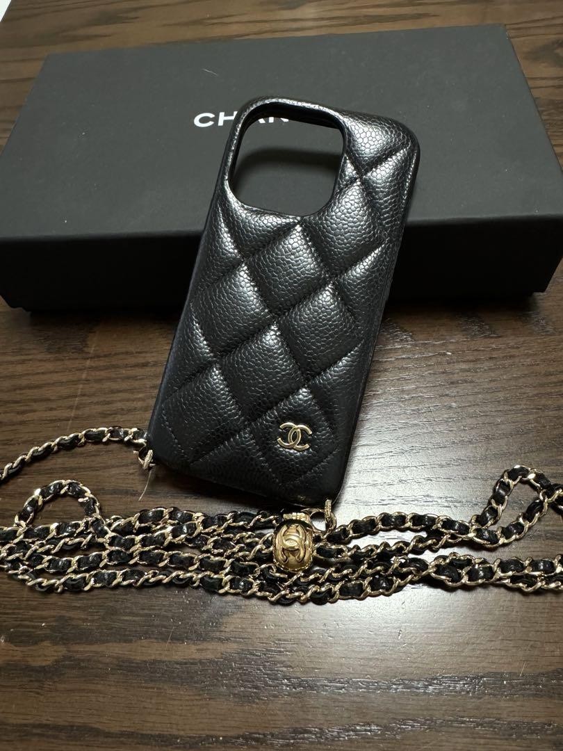Chanel iPhone 15 Pro Chain Case Near Mint with Box & Bag Japan Import