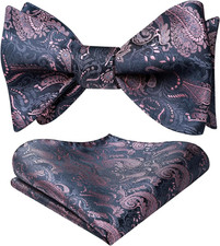 Bow Ties for Men Paisley Bowties Mens Self Tie Bow Tie and Pocket Square Set For