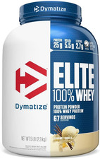 Elite 100% Whey Protein Powder, Vanilla, 25g of Protein, 67 Servings, 5.5g BCAAs