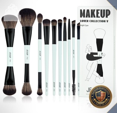 Makeup Brushes Set 10pc Double Sided Foundation Contour Blending Eyeshadow